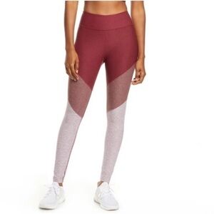 Outdoor Voice Red Tricolored Color Block High Rise Leggings Womens Size Small